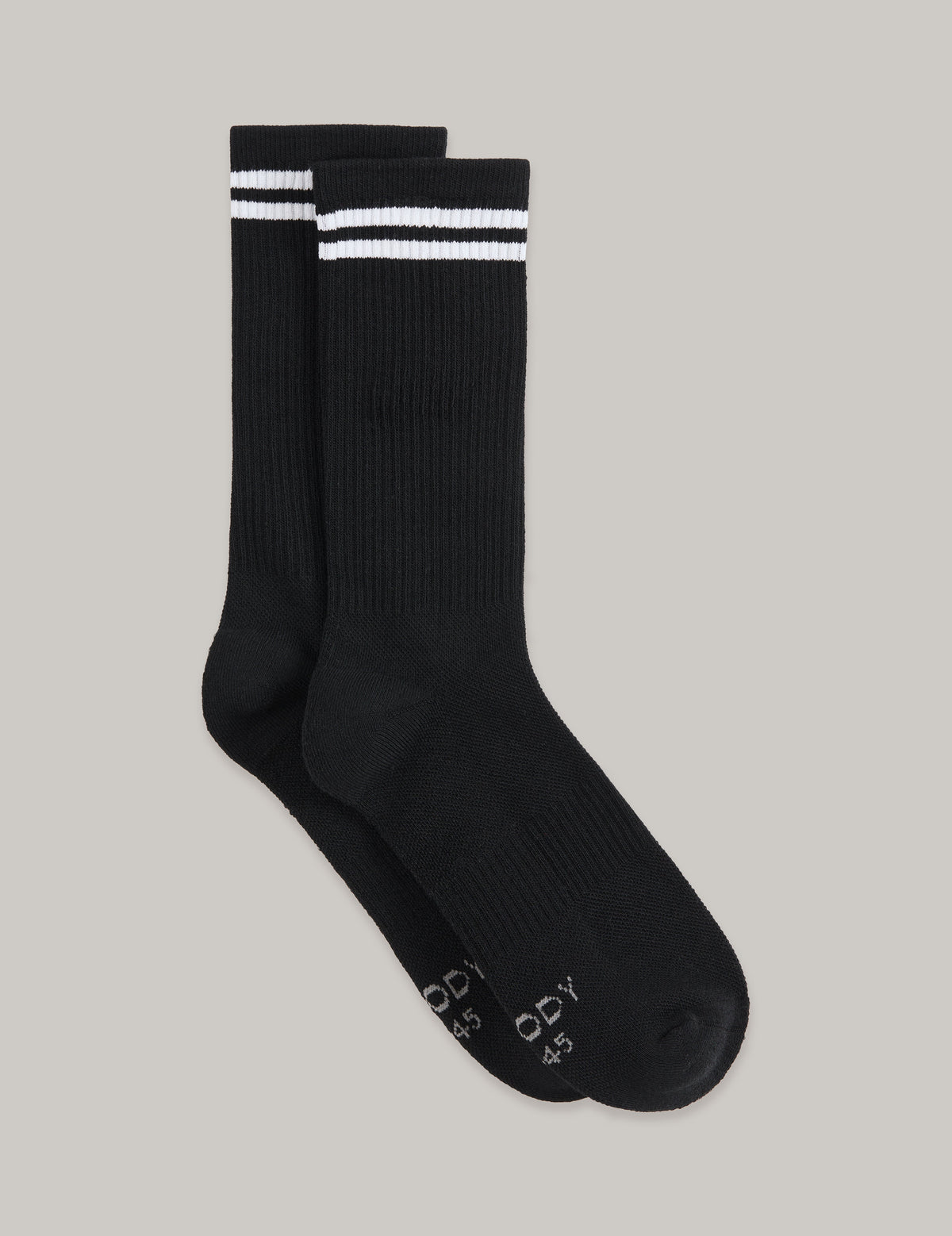 ストライプクッションクルーソックス | Black/White
