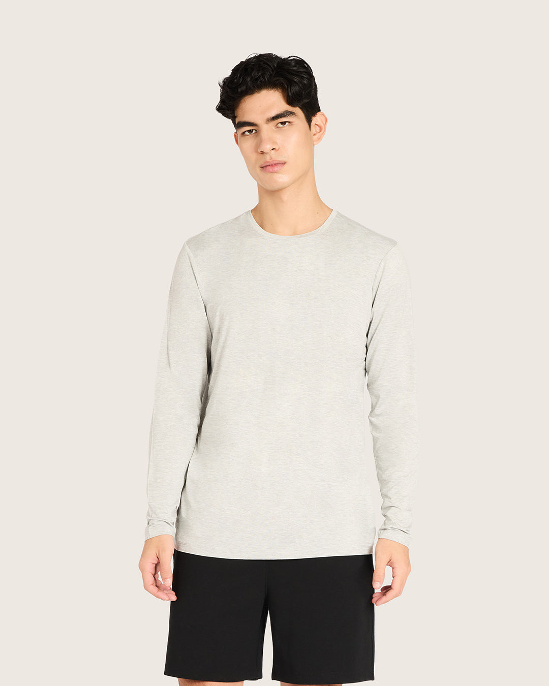 メンズ ロングスリーブクルーネックＴシャツ | Light Grey Marl